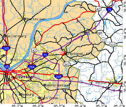 Crestwood, KY map