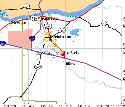 Stanfield, OR map