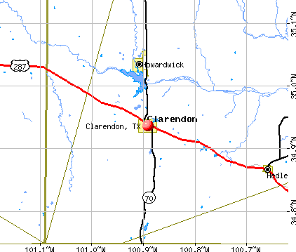 Clarendon, TX map