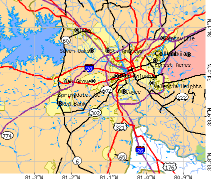 Springdale, SC map
