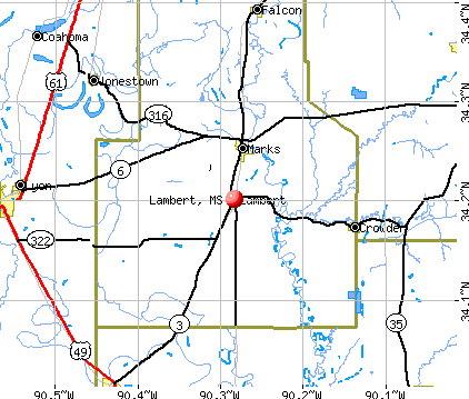 Lambert, MS map
