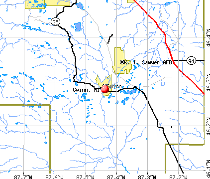 Gwinn, MI map