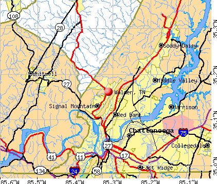 Walden, TN map