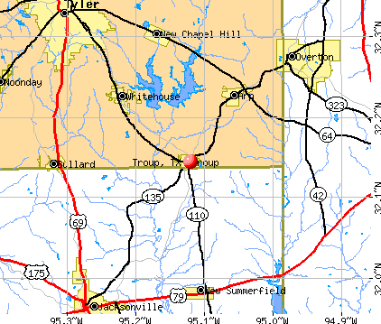 Troup, TX map