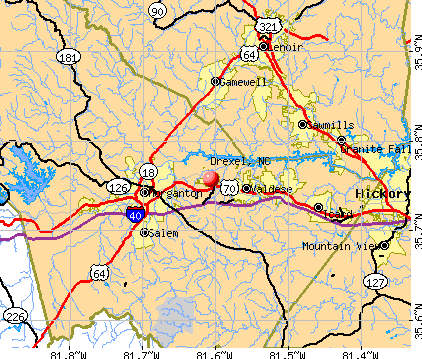 Drexel, NC map