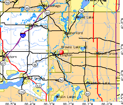 Browns Lake, WI map