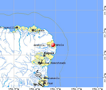 Anahola, HI map