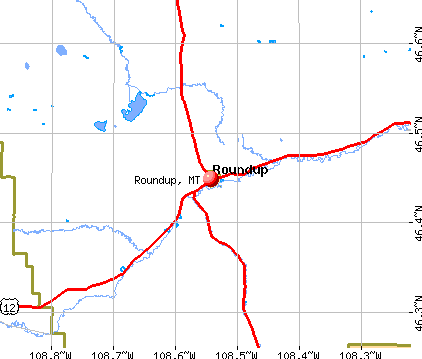 Roundup, MT map