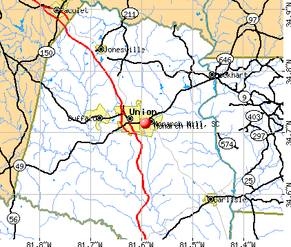 Monarch Mill, SC map