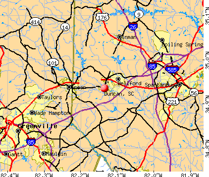 Duncan, SC map