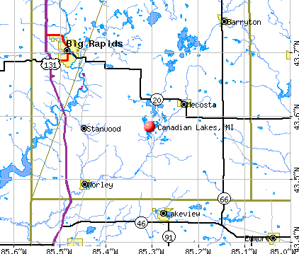 Canadian Lakes, MI map