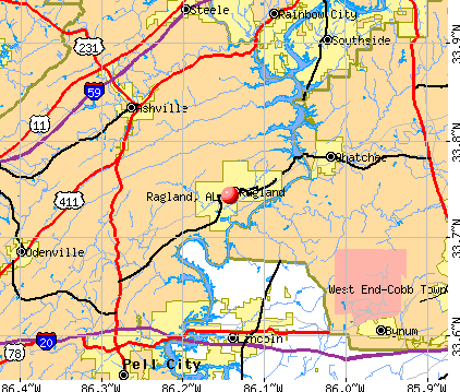 Ragland, AL map