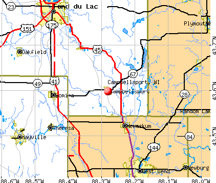 Campbellsport, WI map