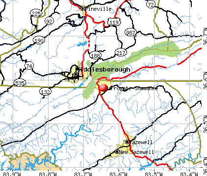 Harrogate-Shawanee, TN map