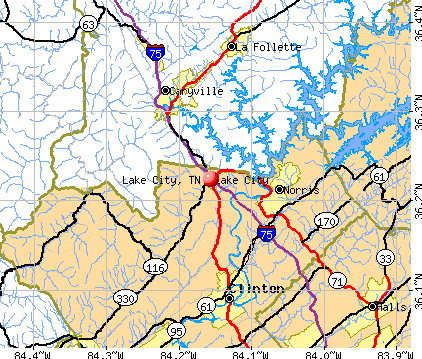 Lake City, TN map