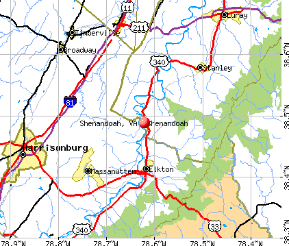 Shenandoah, VA map