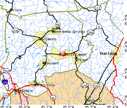 Gruetli-Laager, TN map