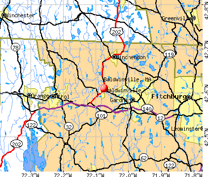 Baldwinville, MA map