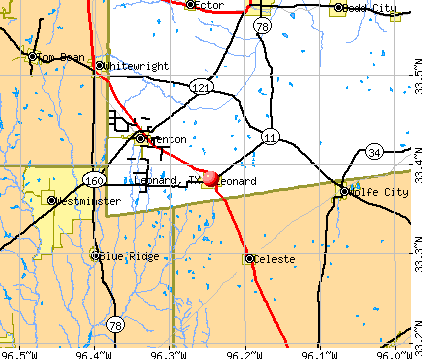 Leonard, TX map