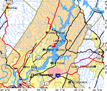 Lakesite, TN map