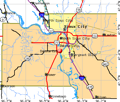 Dakota City, NE map