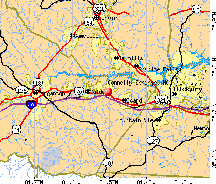 Connelly Springs, NC map