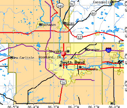 Roseland, IN map