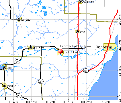 Oconto Falls, WI map