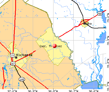 Inez, TX map