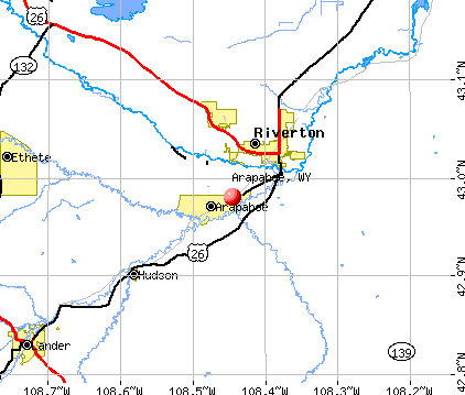 Arapahoe, WY map