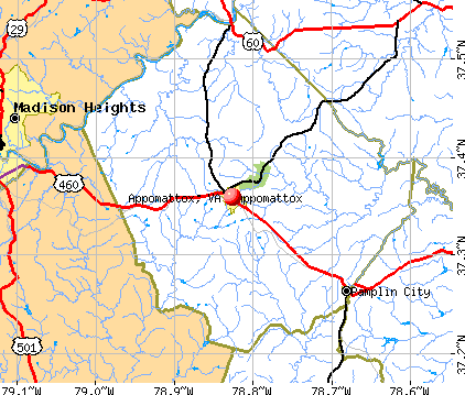 Appomattox, VA map