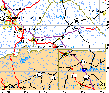 Tryon, NC map