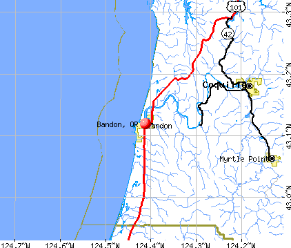 Bandon, OR map