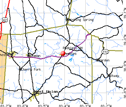 Peebles, OH map