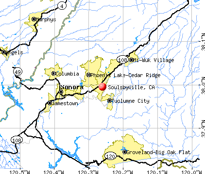 Soulsbyville, CA map