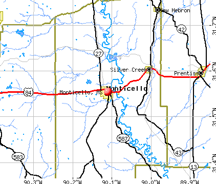 Monticello, MS map