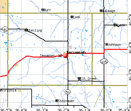 Tecumseh, NE map