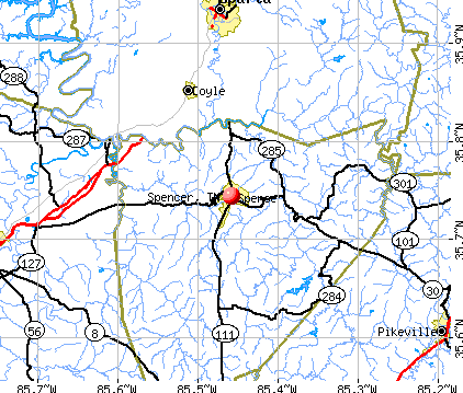 Spencer, TN map