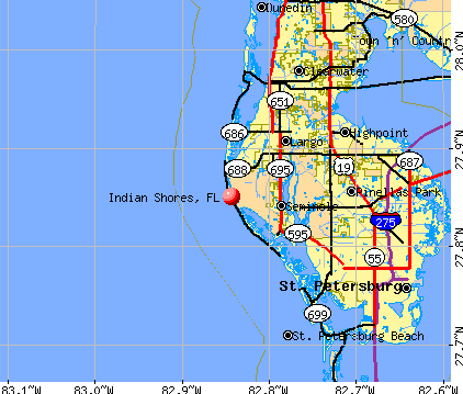 Indian Shores, FL map