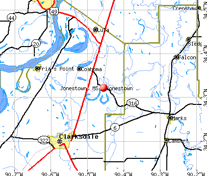 Jonestown, MS map