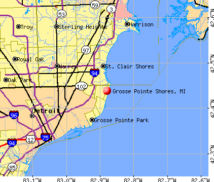 Grosse Pointe Shores, MI map