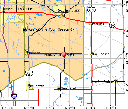 Kouts, IN map