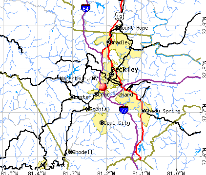 MacArthur, WV map