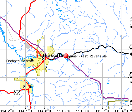 Bonner-West Riverside, MT map