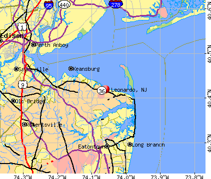 Leonardo, NJ map