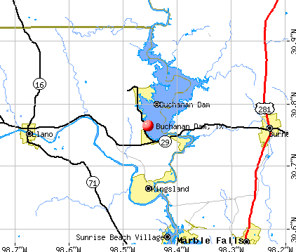 Buchanan Dam, TX map