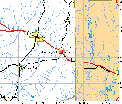Gordo, AL map