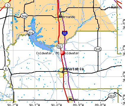 Coldwater, MS map