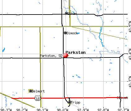 Parkston, SD map
