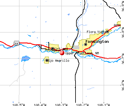 Upper Fruitland, NM map